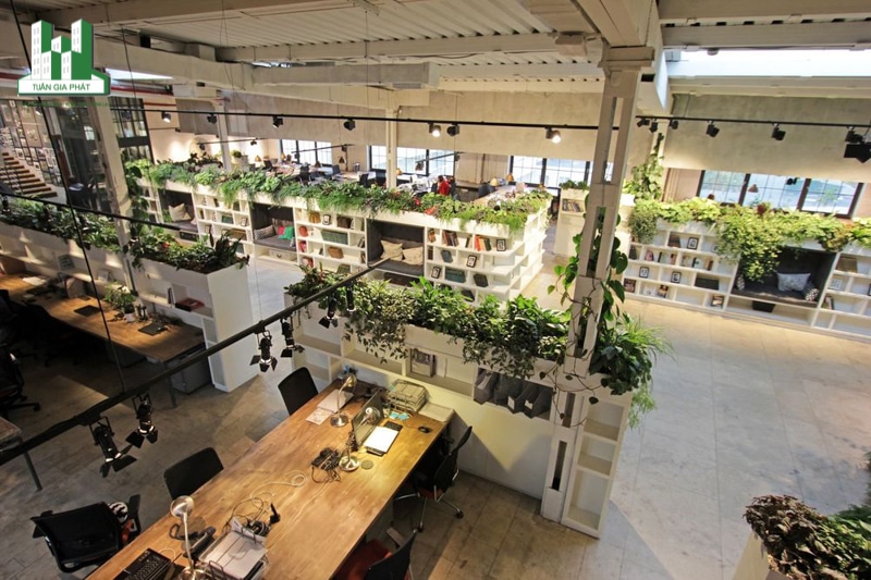 Một không gian làm việc xanh cần phải có nhiều không gian khác nhau, nơi nhân viên trong công ty có thể ngồi làm việc, gặp gỡ khách hàng, đồng thời phải có những khoảng trống nhỏ với cây xanh để tạo sự thoáng đãng cho văn phòng.