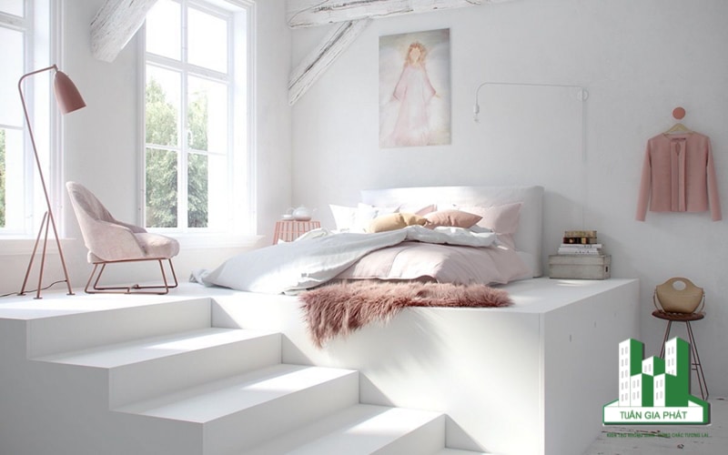 mẫu thiết kế phòng ngủ màu trắng